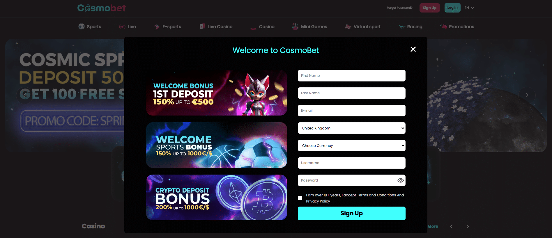 Cosmobet Register