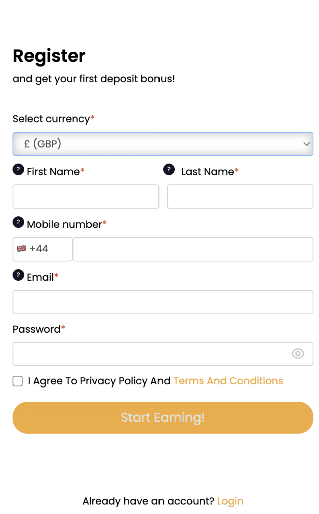 Golden Lion sign up