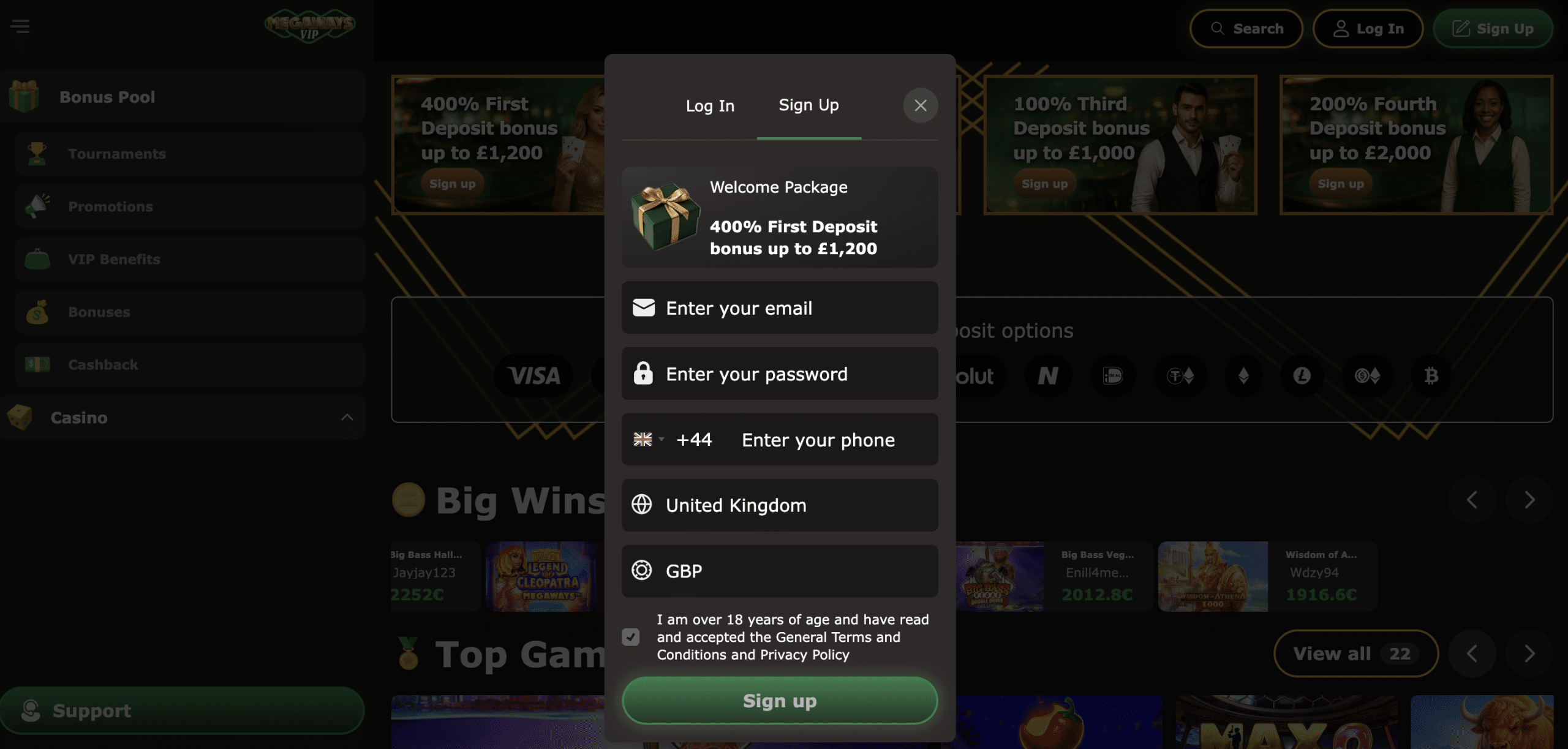 megaways vip sign up